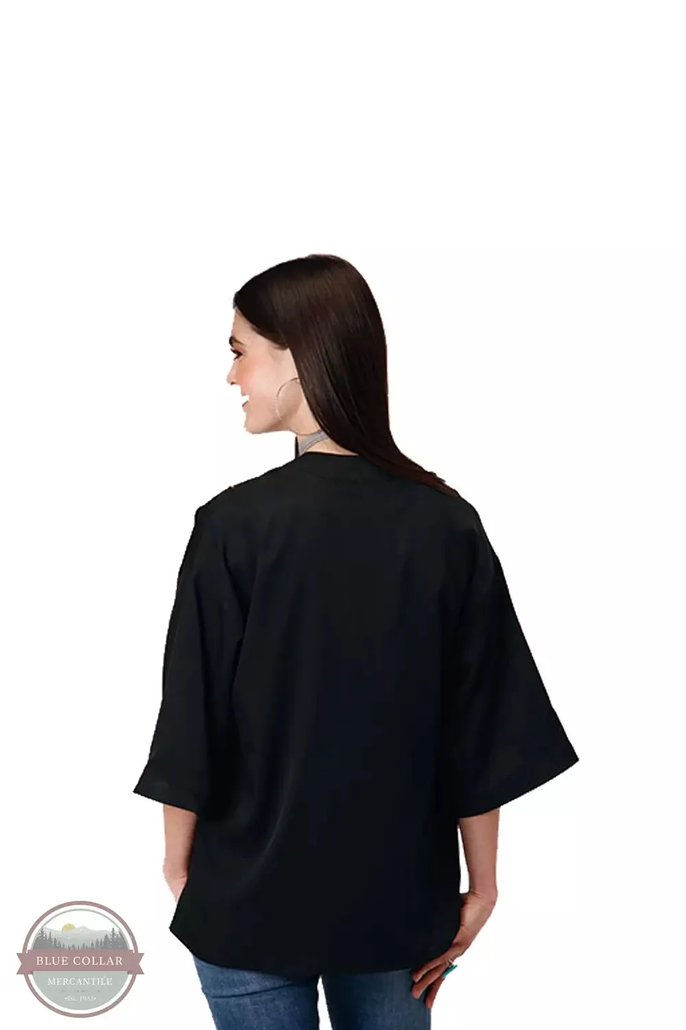 03-500-0565-0148 BL Embroidered Lightweight Cardigan