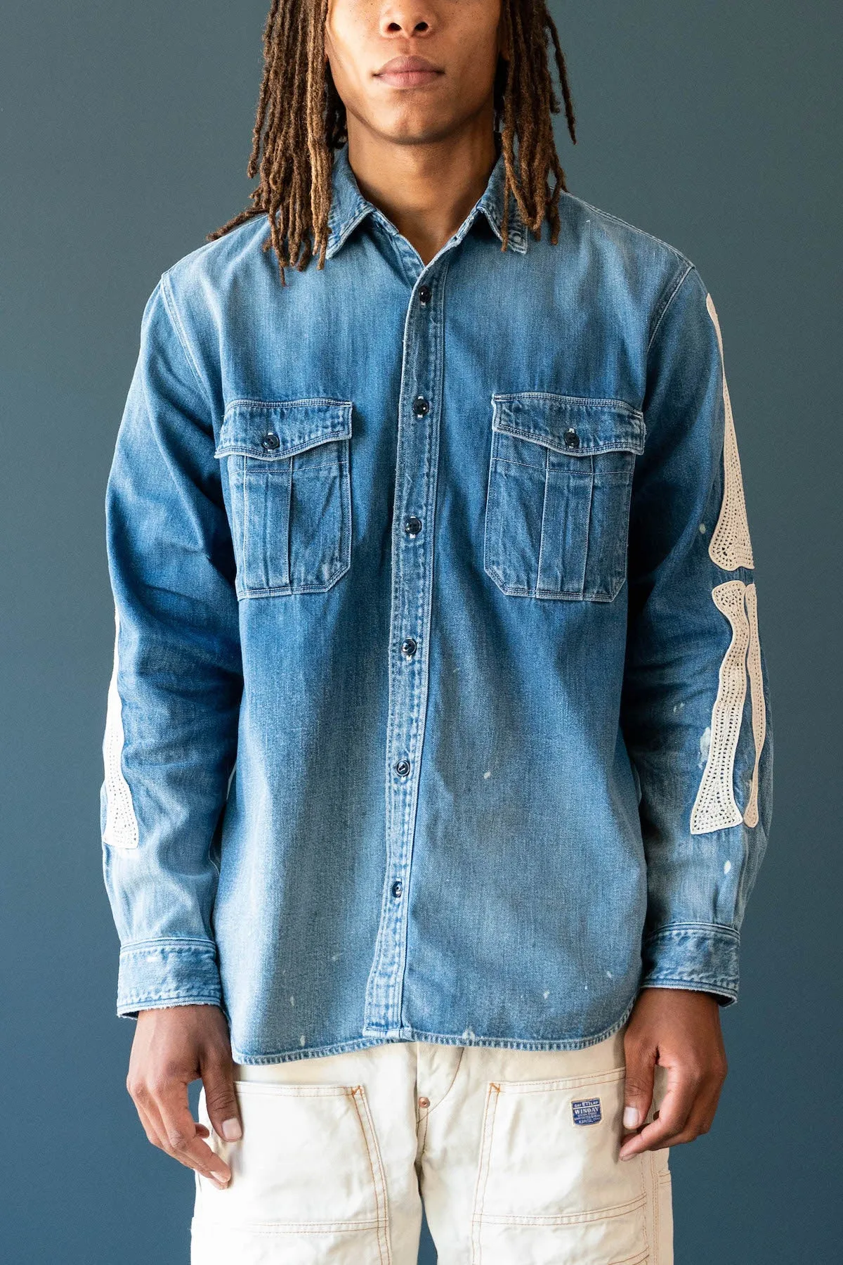 8oz Denim Work Shirt (BONE Embroidery) - PRO