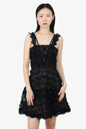 Alexis Black Lace Appliqué Sleeveless 'Mindy' Mini Dress Size S