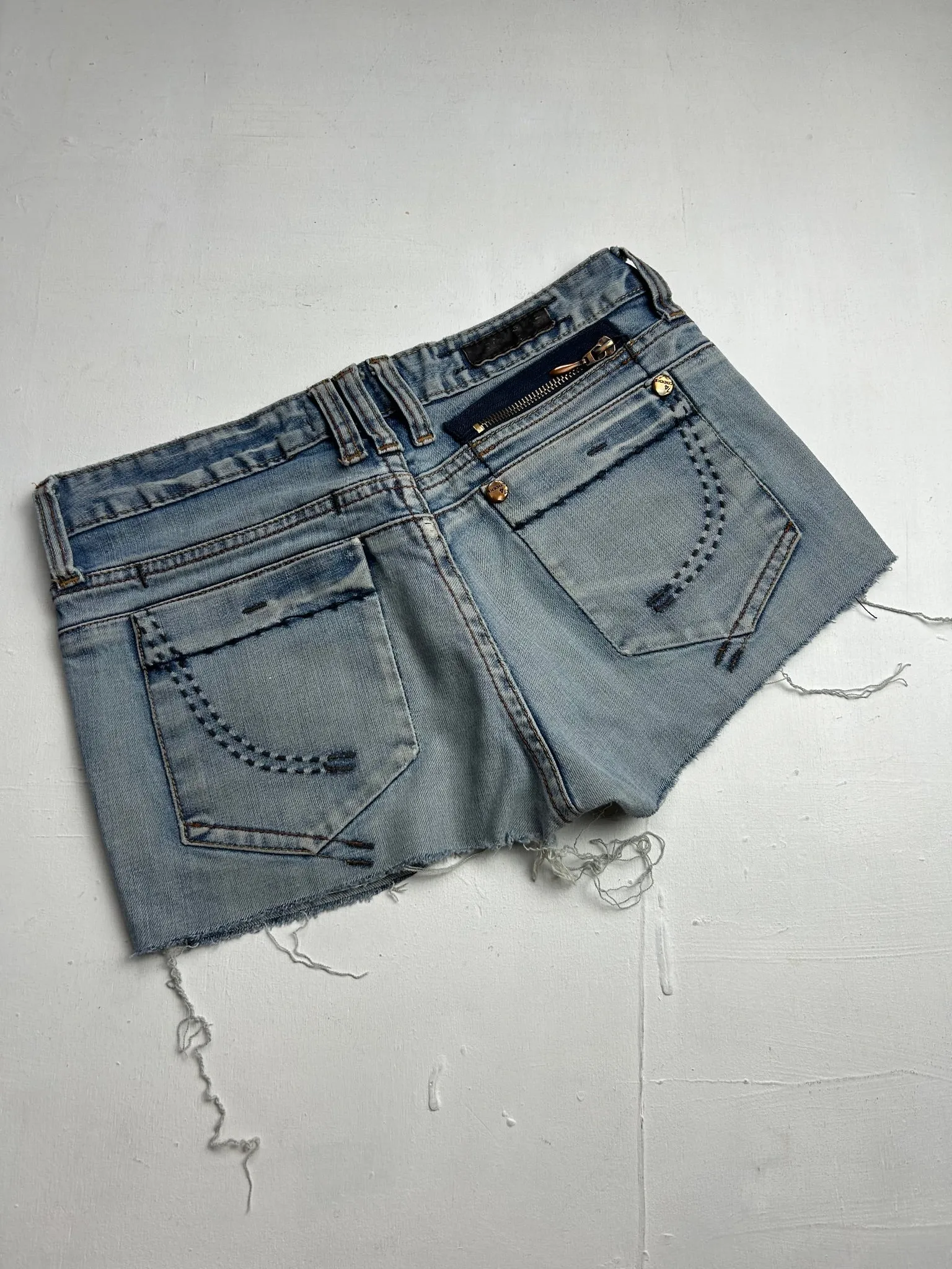 Baby blue denim low rise mini short (S)