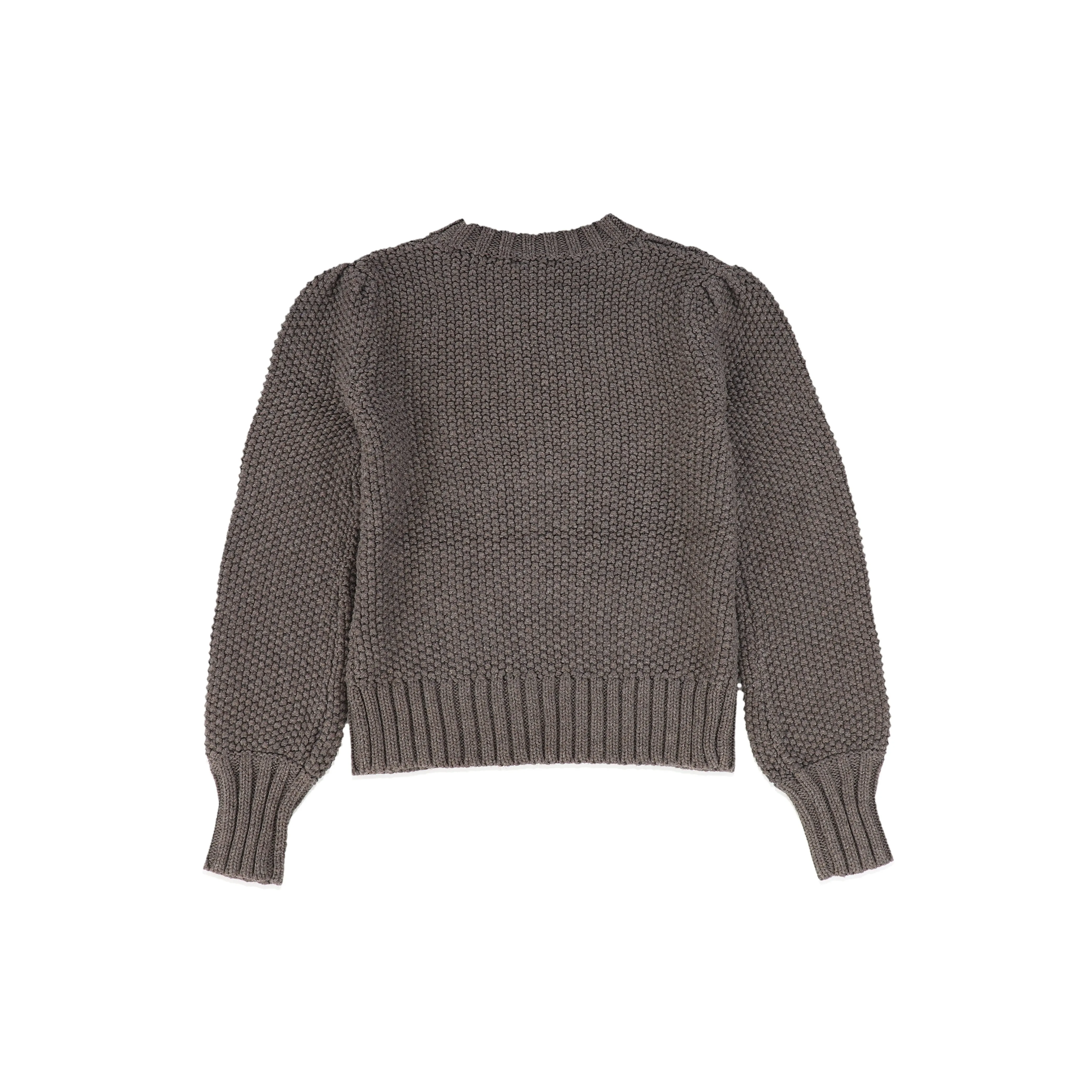 Bamboo Mocha Cable Knit Puff Sleeve Sweater