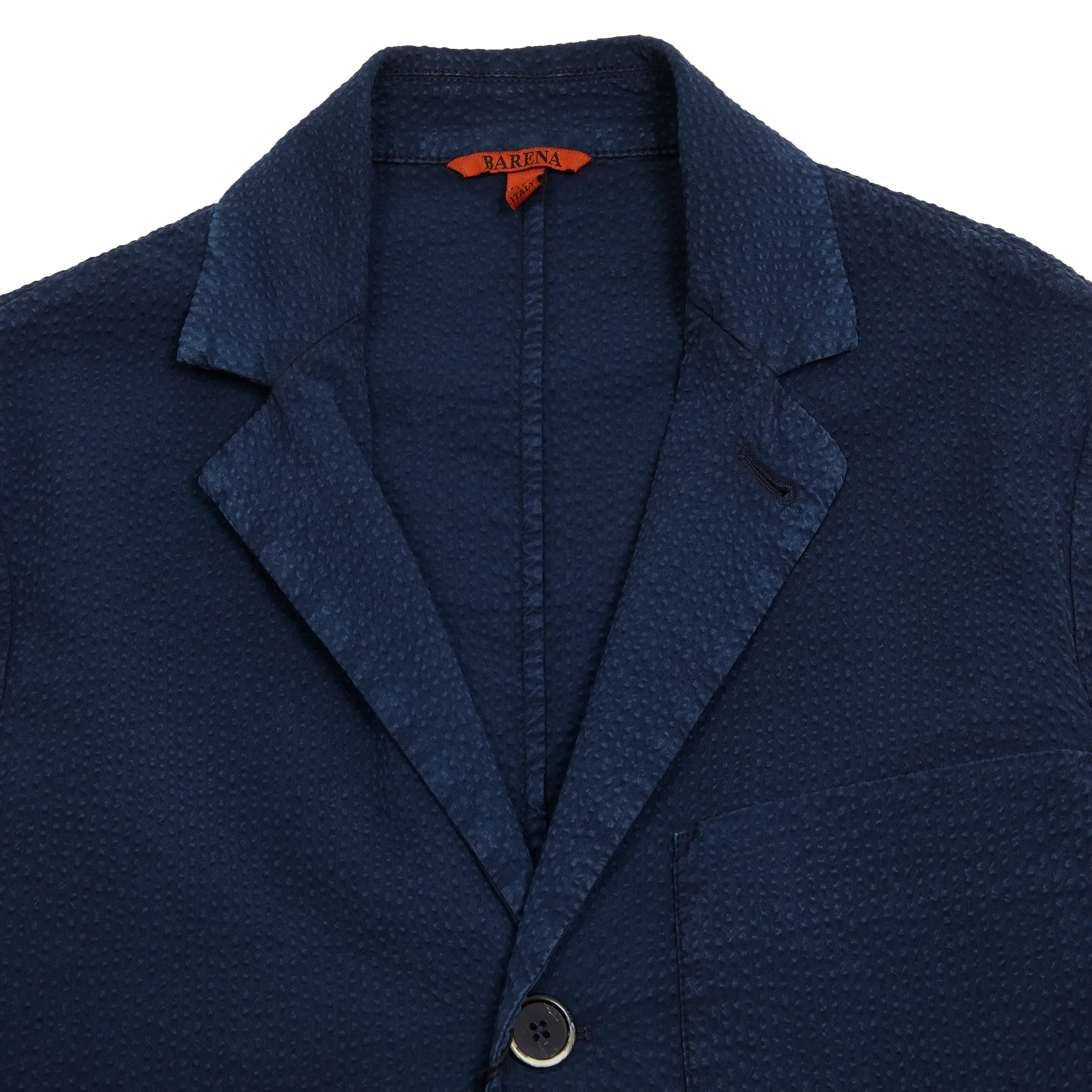 Barena Rafeda Fronda Seersucker Overshirt in Navy
