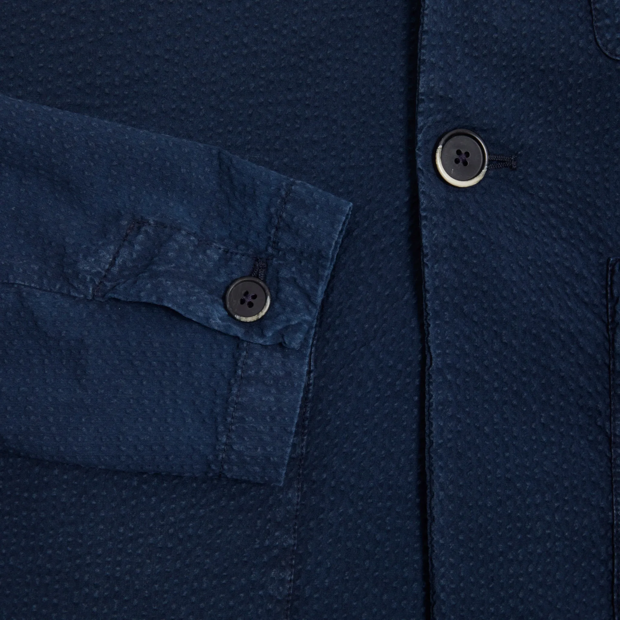 Barena Rafeda Fronda Seersucker Overshirt in Navy