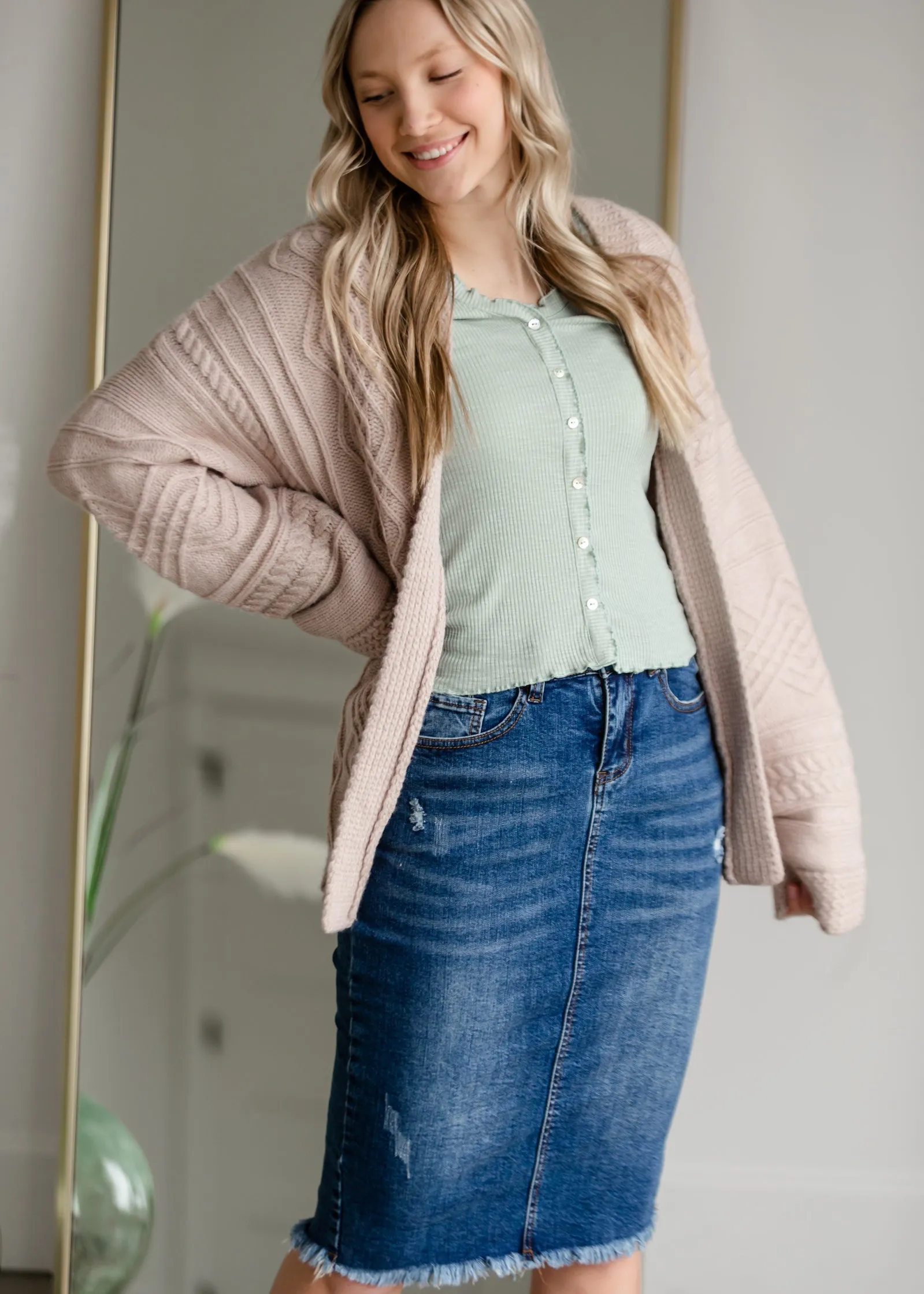 Belted Cable Knit Cardigan - FINAL SALE