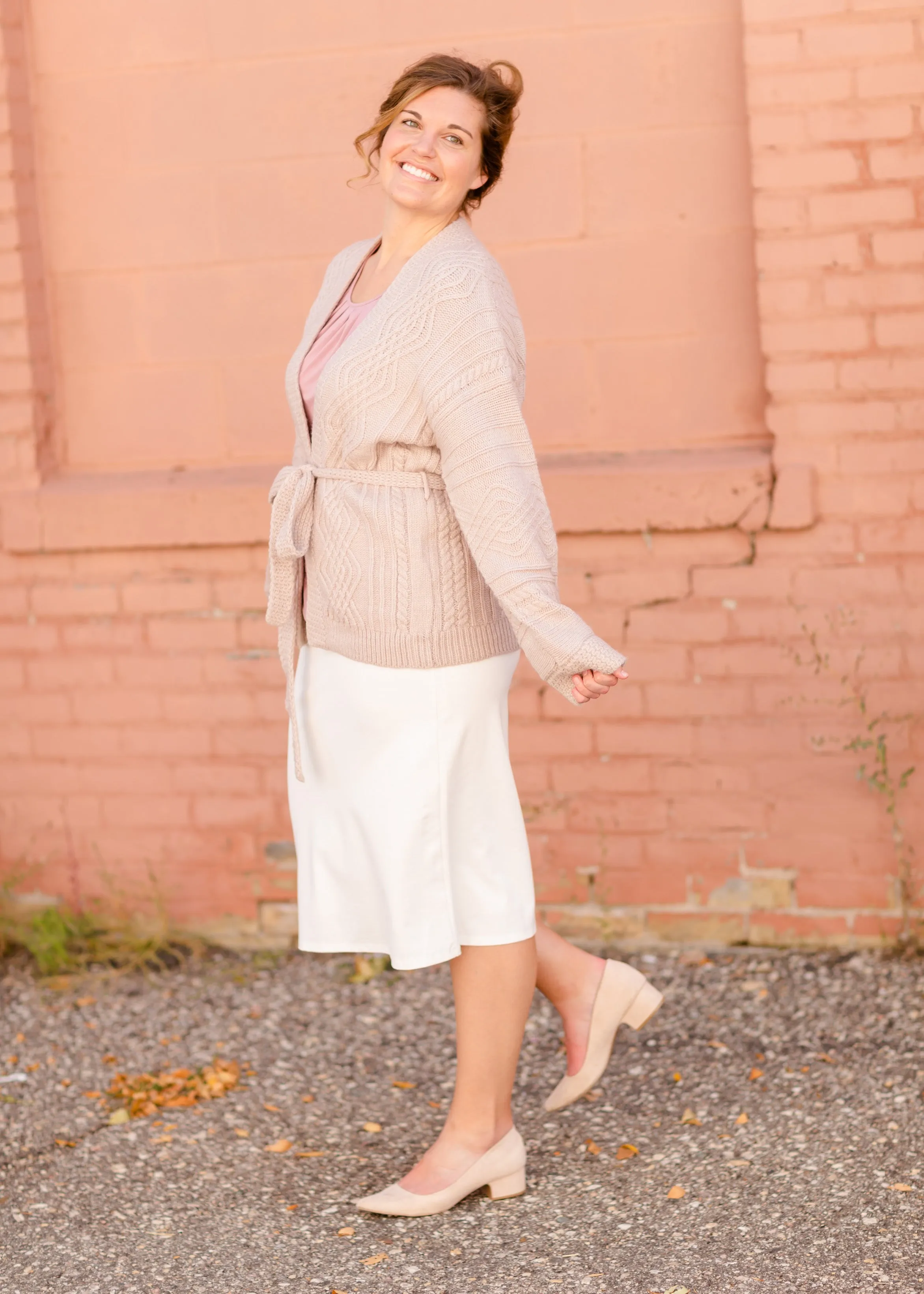 Belted Cable Knit Cardigan - FINAL SALE