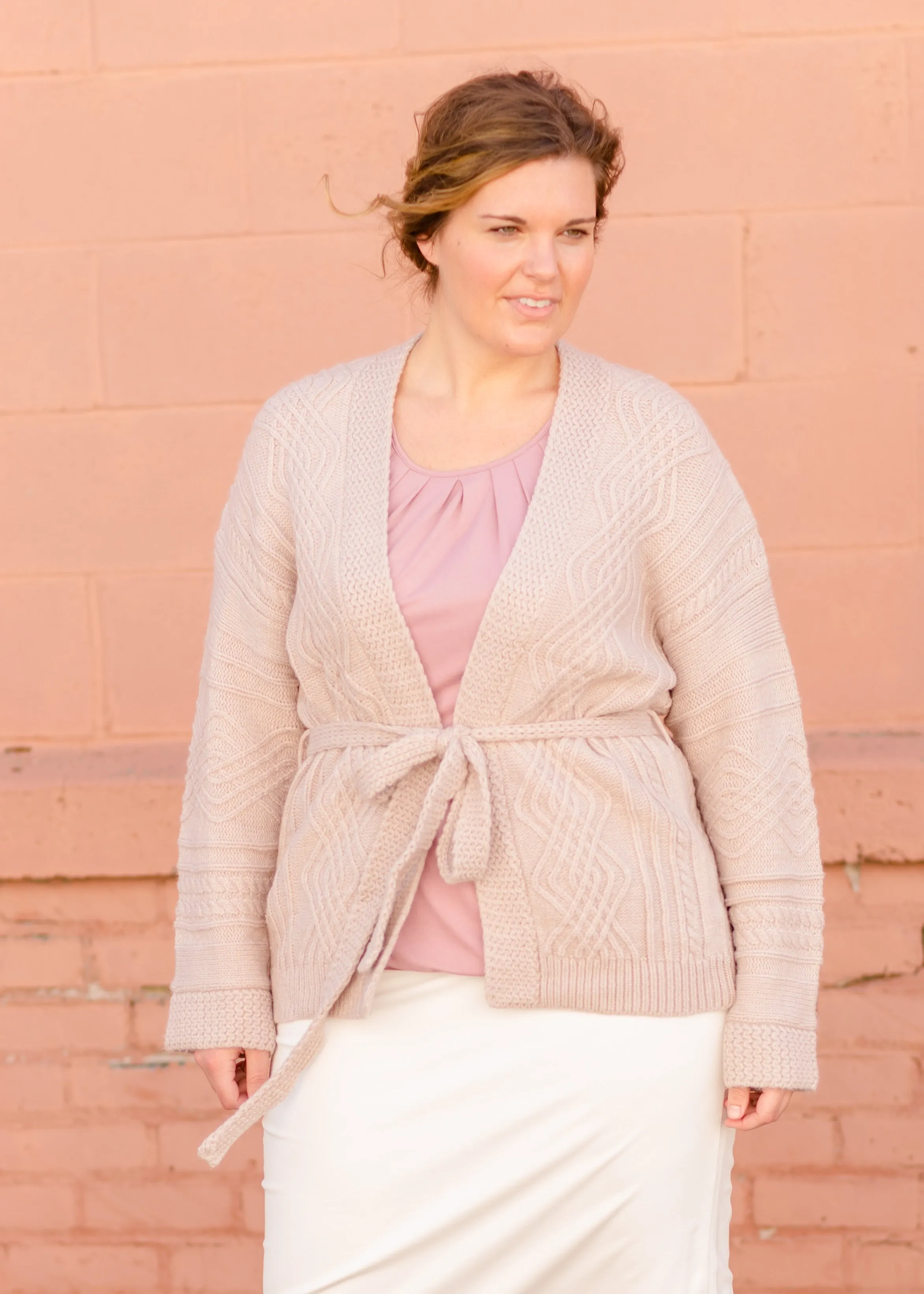 Belted Cable Knit Cardigan - FINAL SALE
