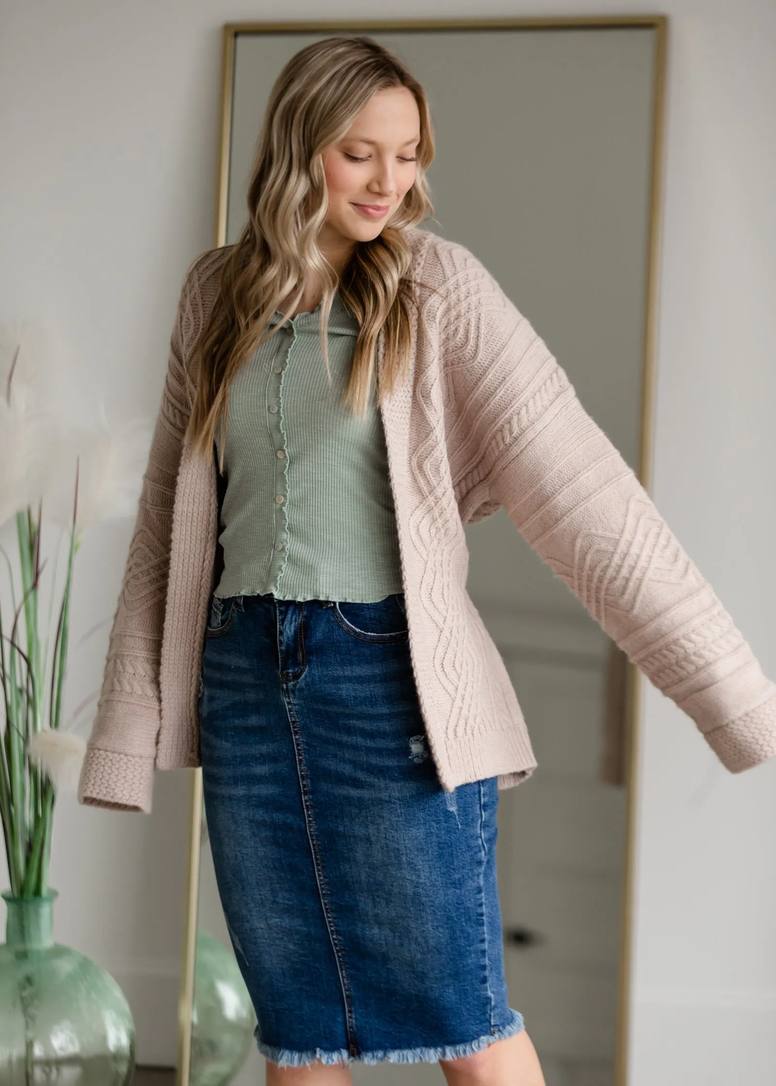 Belted Cable Knit Cardigan - FINAL SALE