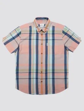 Ben Sherman Men's 0075943 SS Seersucker Check Shirt Pink