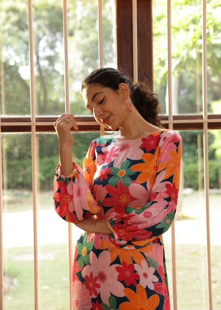 Blossom Kurta- Mosaic Pink Print