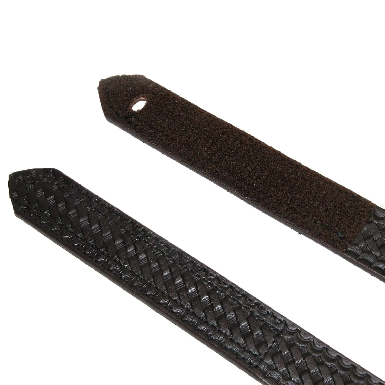 Boston Leather Men's Basketweave Mechanics Belt with Hook and Loop Closure