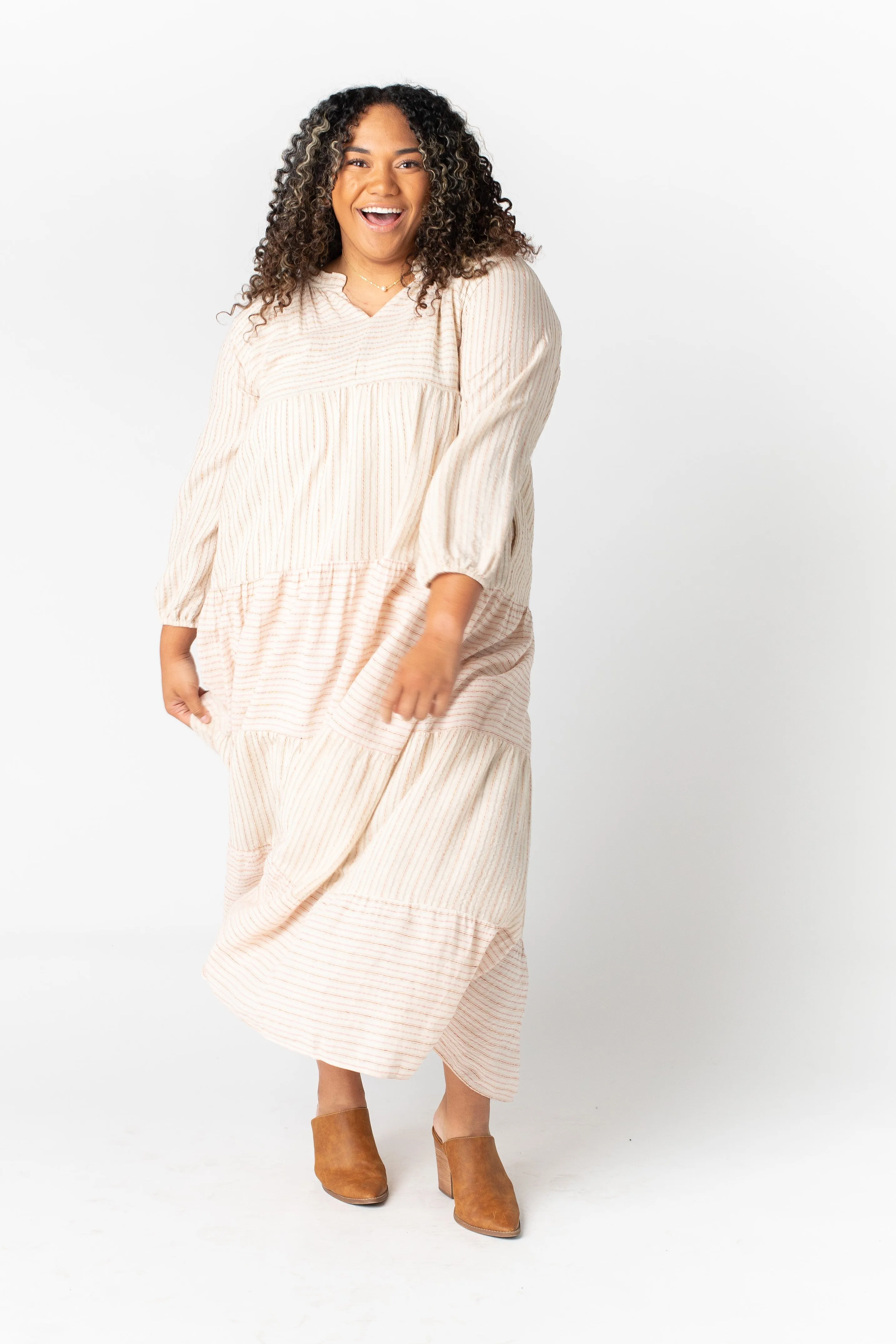 Brass & Roe Stripes & Textured Dress