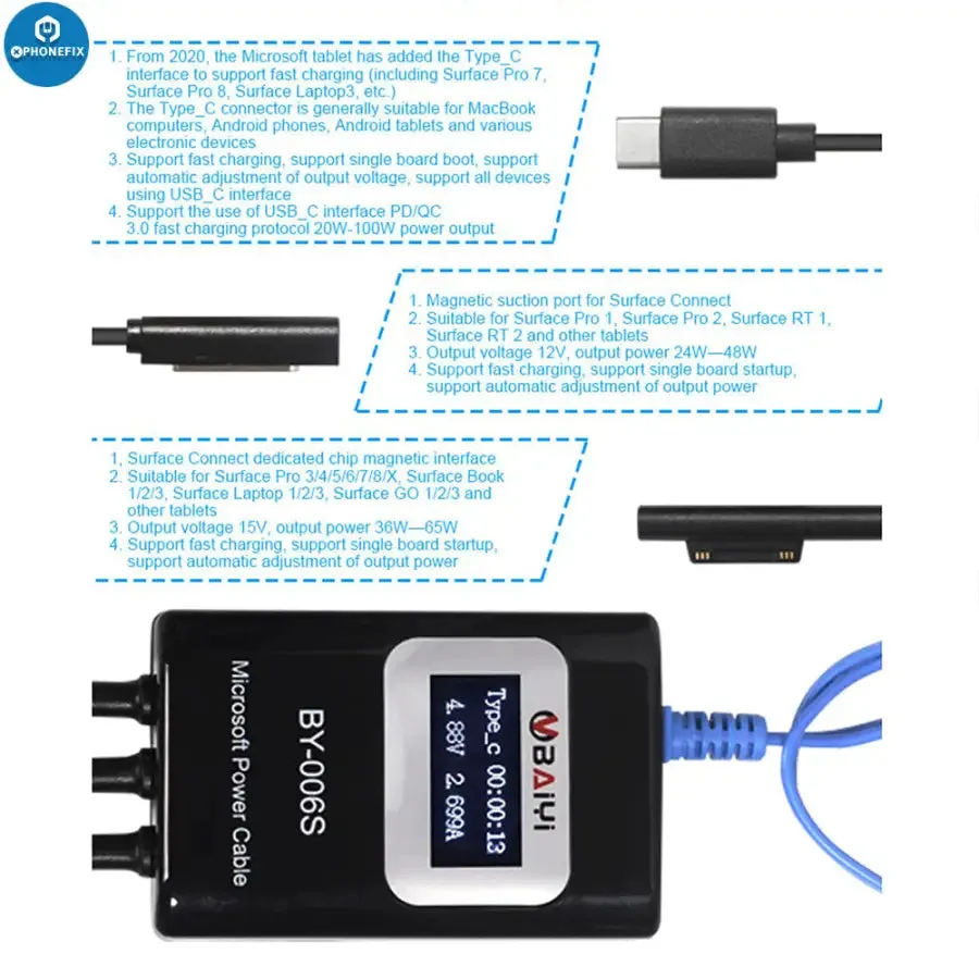 BY-006S  Mult-Function Microsoft Power Cable for Surface Laptop