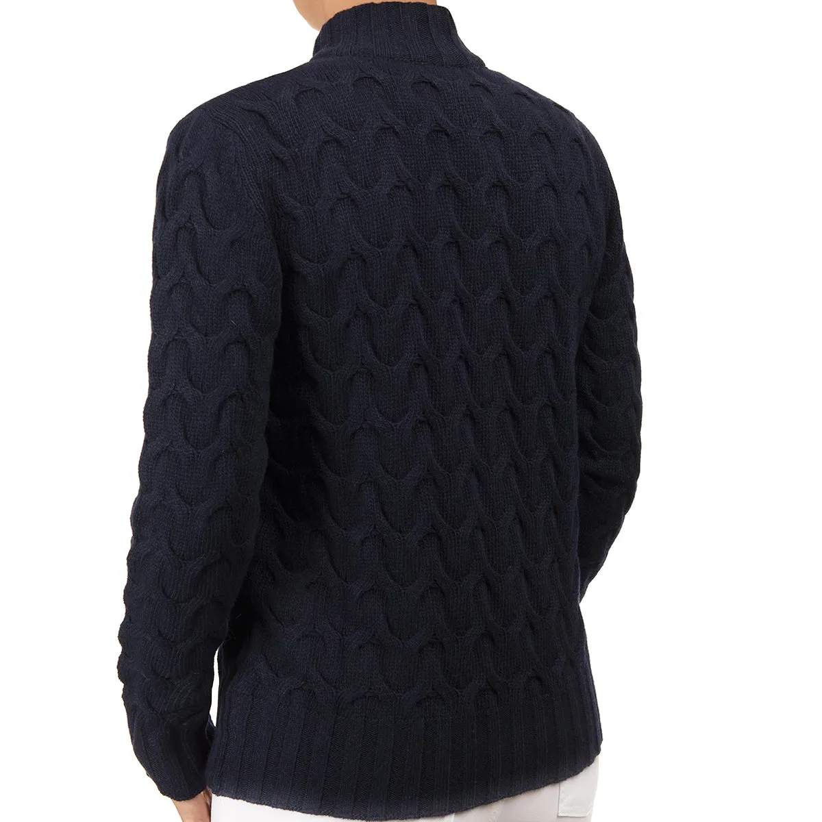 Cable Knit Cardigan in Navy
