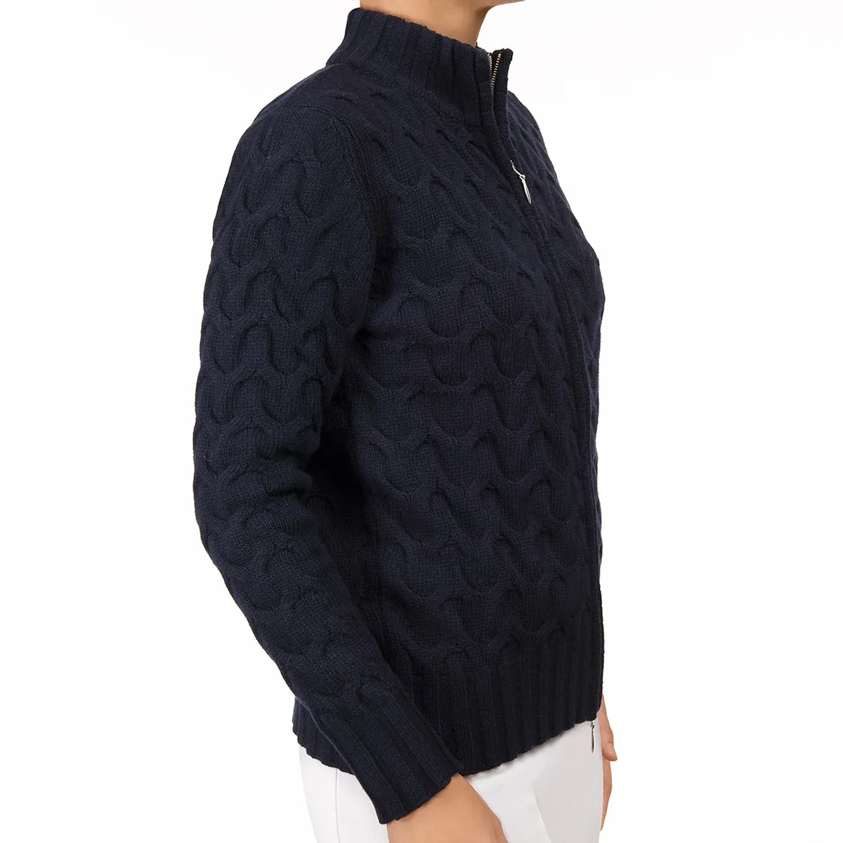 Cable Knit Cardigan in Navy