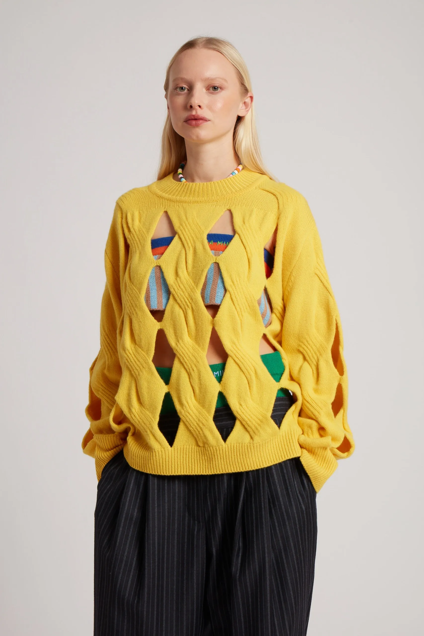Cable Knit Cut-Out Sweatshirt