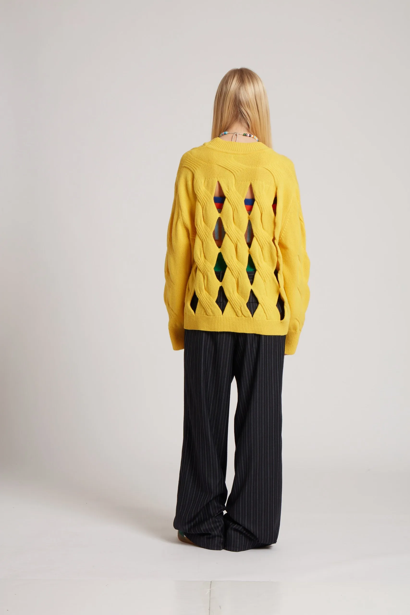 Cable Knit Cut-Out Sweatshirt