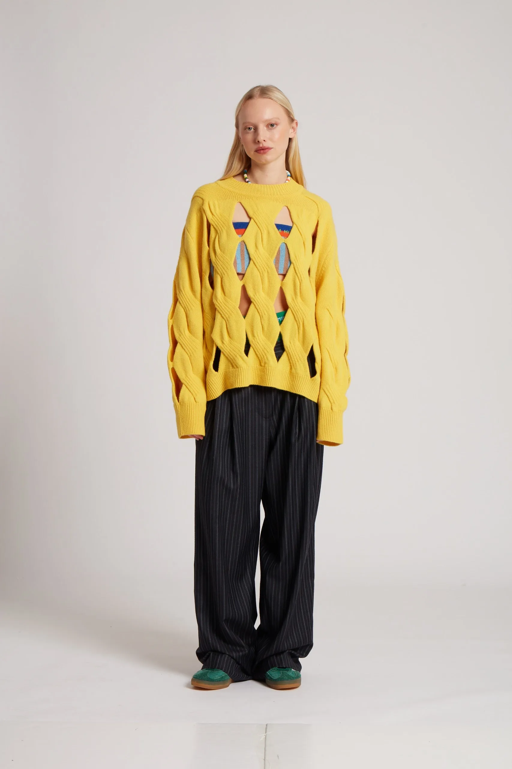 Cable Knit Cut-Out Sweatshirt