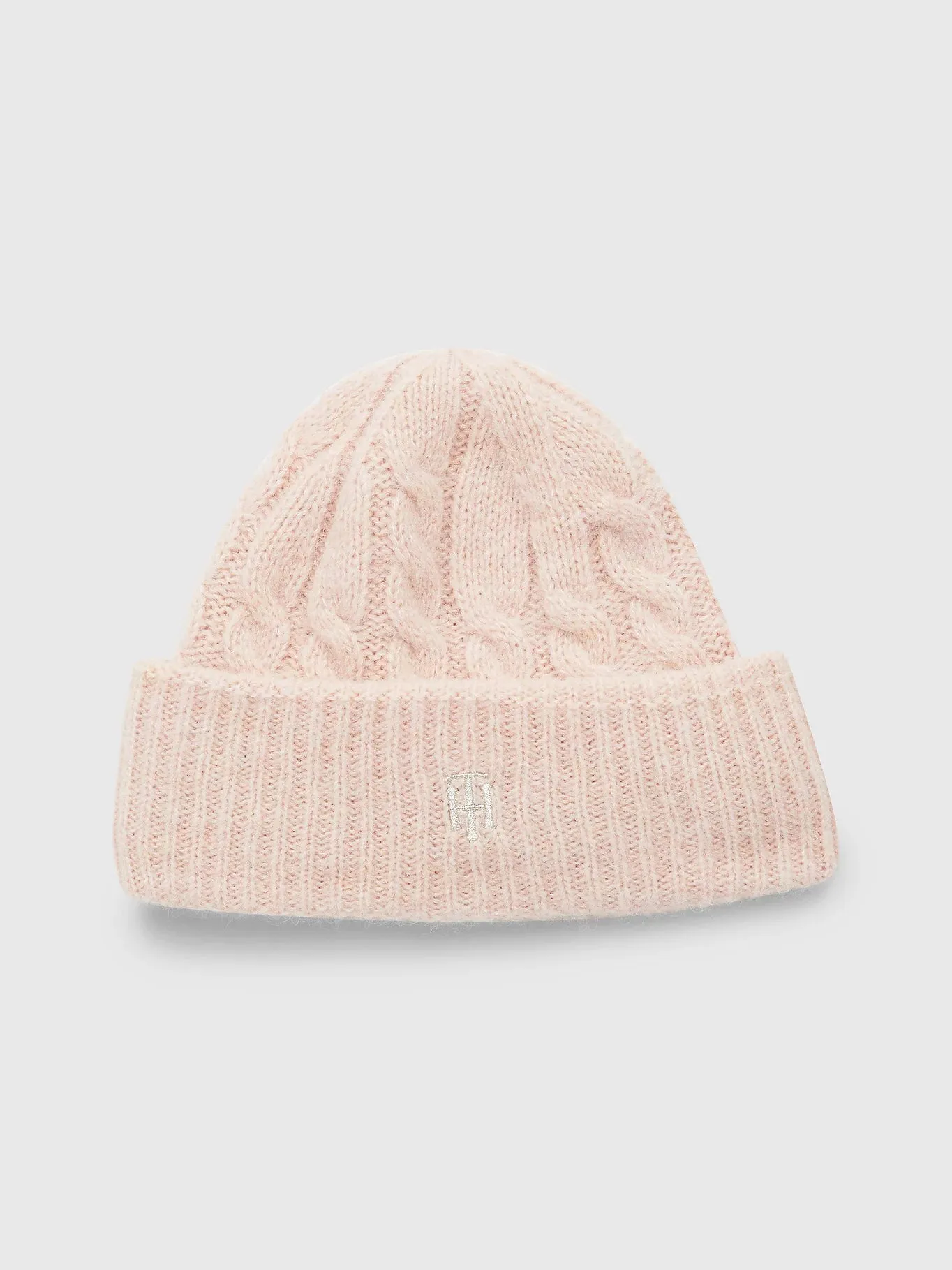 Cable Monogram Beanie-Pink