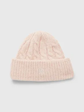 Cable Monogram Beanie-Pink