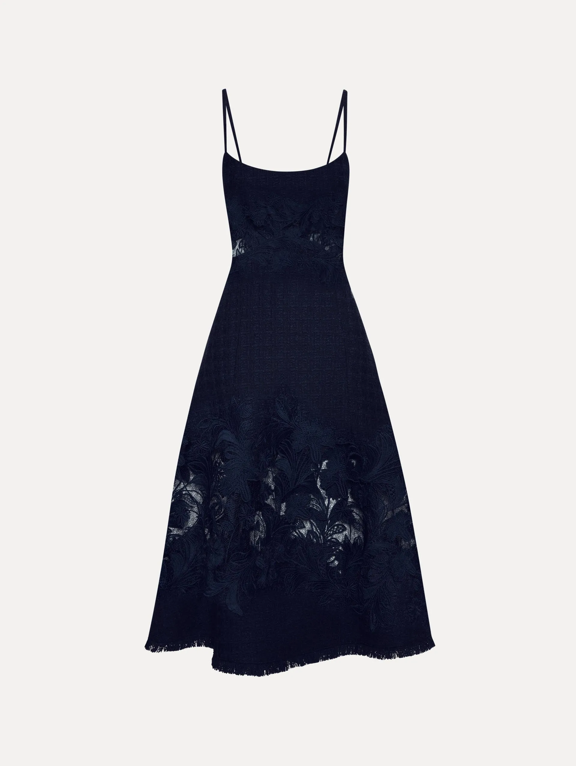 Carnation Guipure Inset Tweed Dress