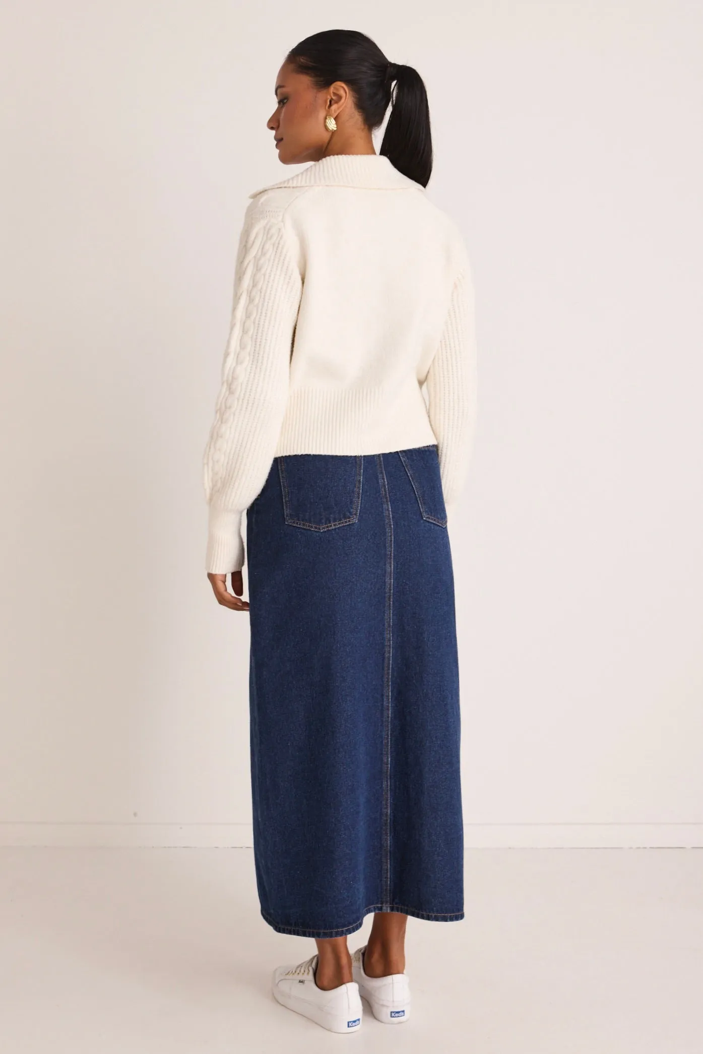 Central Ivory Zip Through Knit Jumper