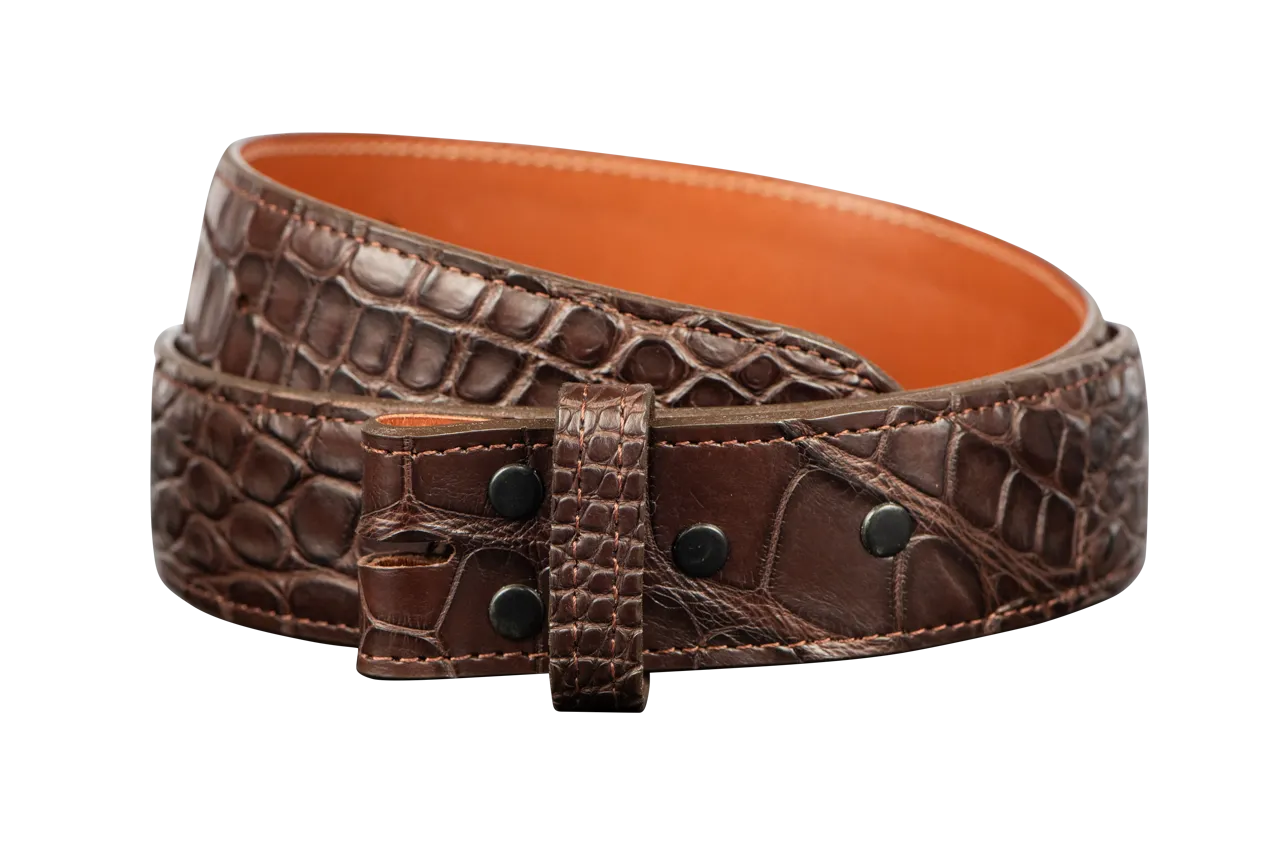 Chacon 1.5" Matte Alligator Straight Belt Strap