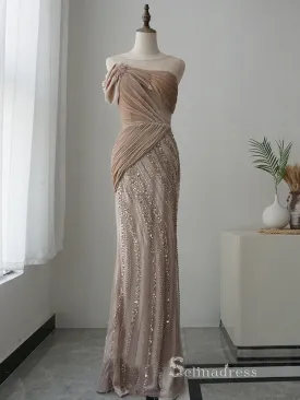 Chic Mermaid Scoop Sleeveless luxury Long Prom Dress Beaded Long Evening Gowns MLH0468