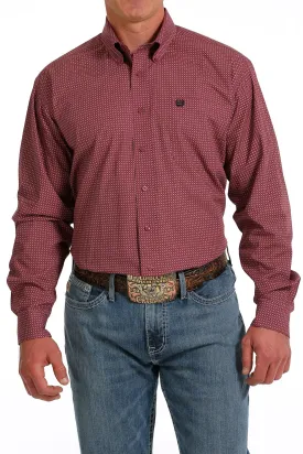 Cinch® Men's Fuchsia Geo Print Long Sleeve Button Front Western Shirt