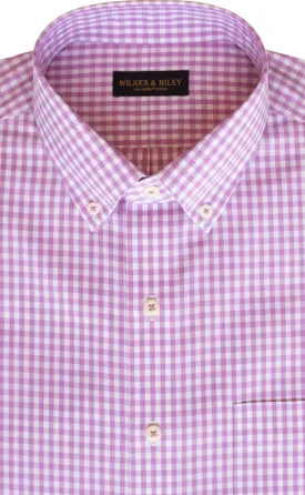 Classic Fit Pink Gingham Button-Down Collar Supima® Non-Iron Cotton Broadcloth Sport Shirt (B/T)