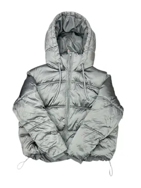 Coat Puffer & Quilted By Zara In Silver, Size: M
