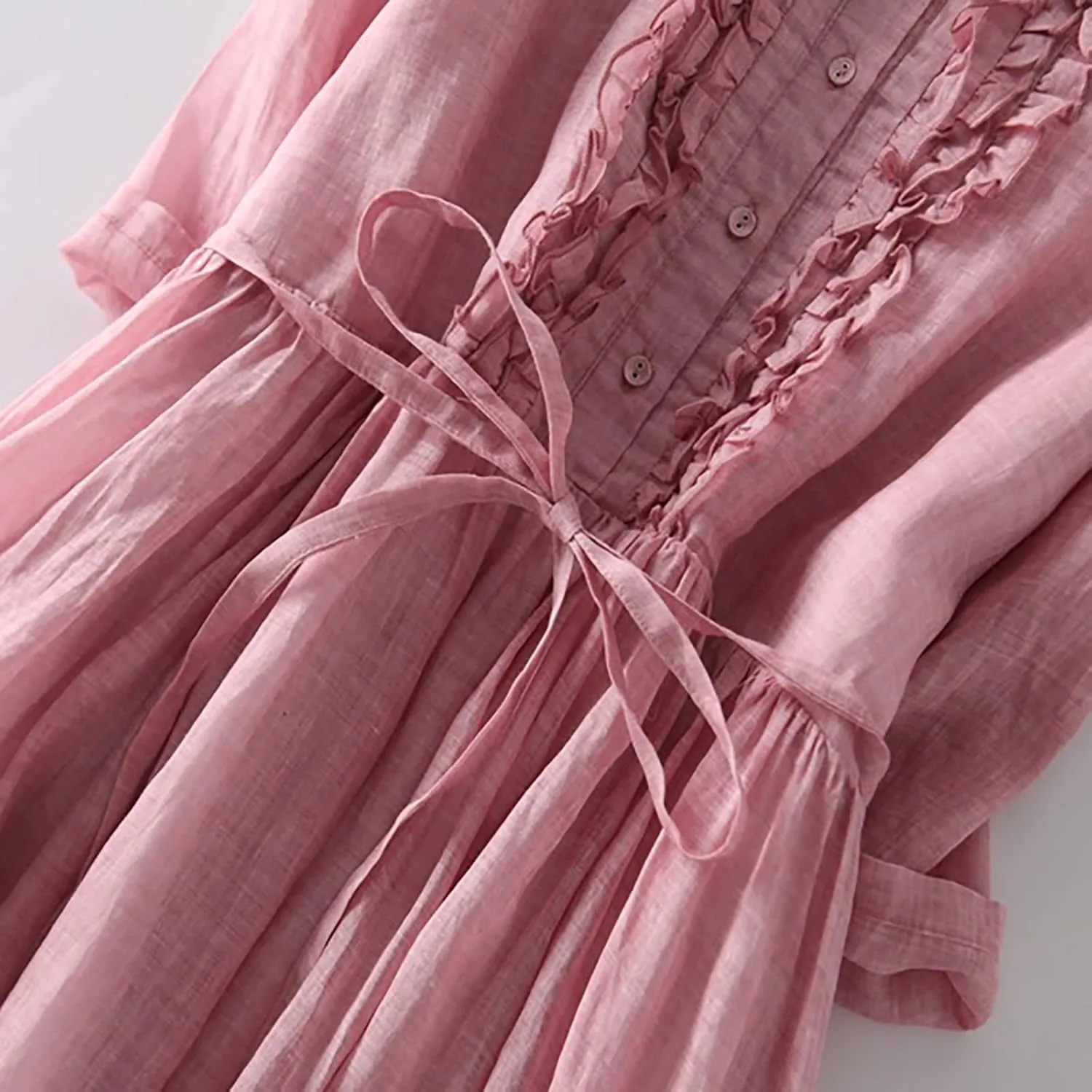 Cotton Linen Maxi Dresses for Women 2025 Button Down Plus Size A Line Dress Trendy 3/4 Sleeve Floral Dress Summer Dresses