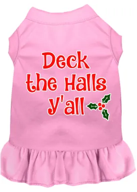 Deck The Halls Y'all Screen Print Dog Dress Light Pink Xxxl