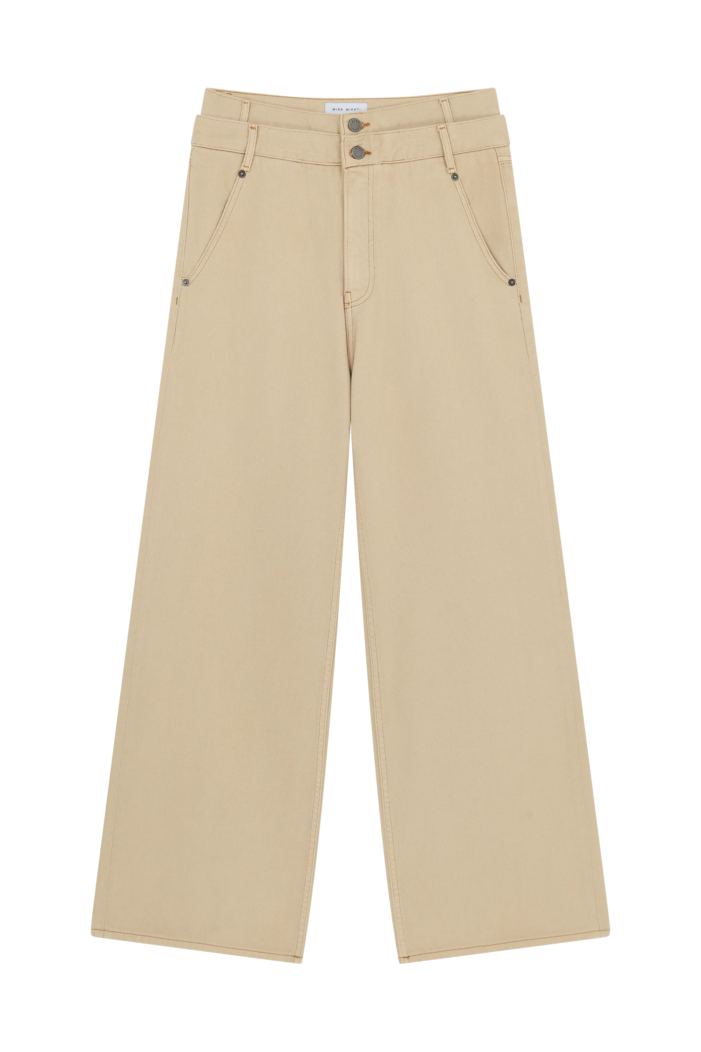 Double Waistband Straight Leg Jeans