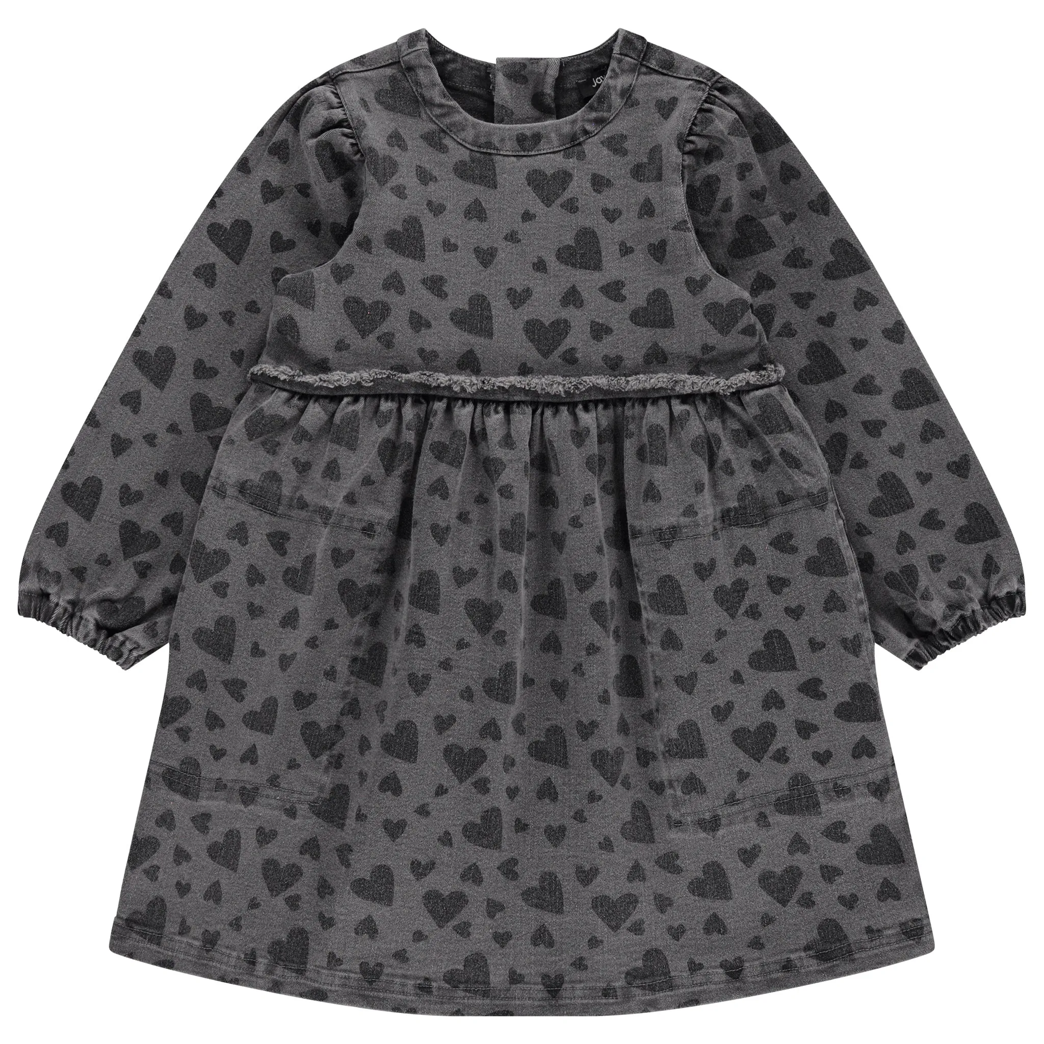 dress denim raw edge - grey denim print