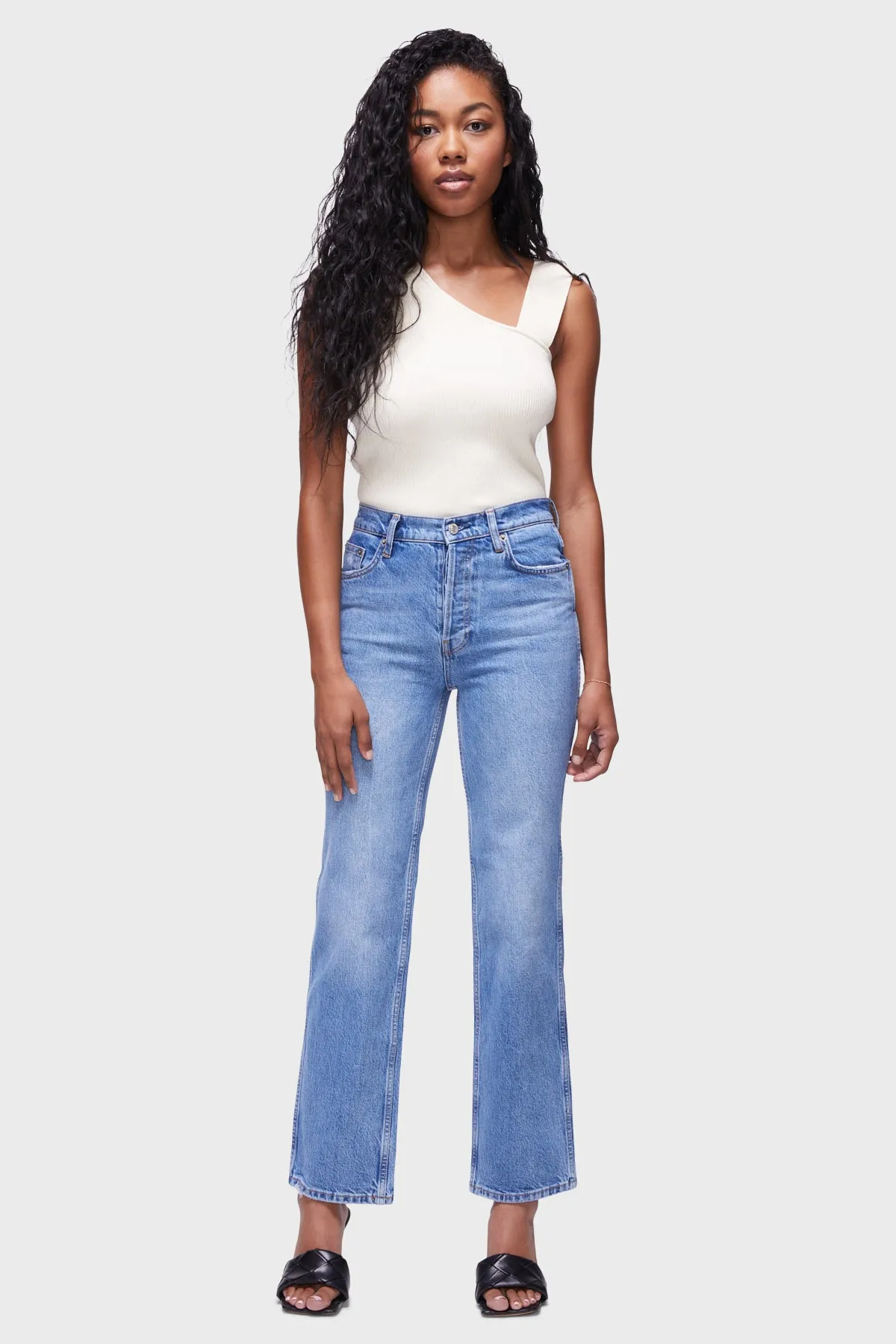 DSTLD Women's RLXD Straight Jean in Vintage Blue