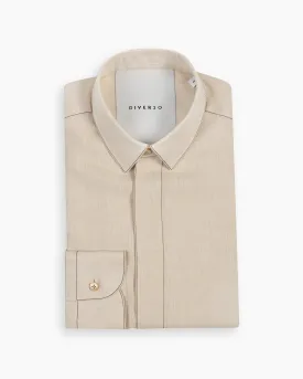 Ecru Silk-Stitch Linen Shirt