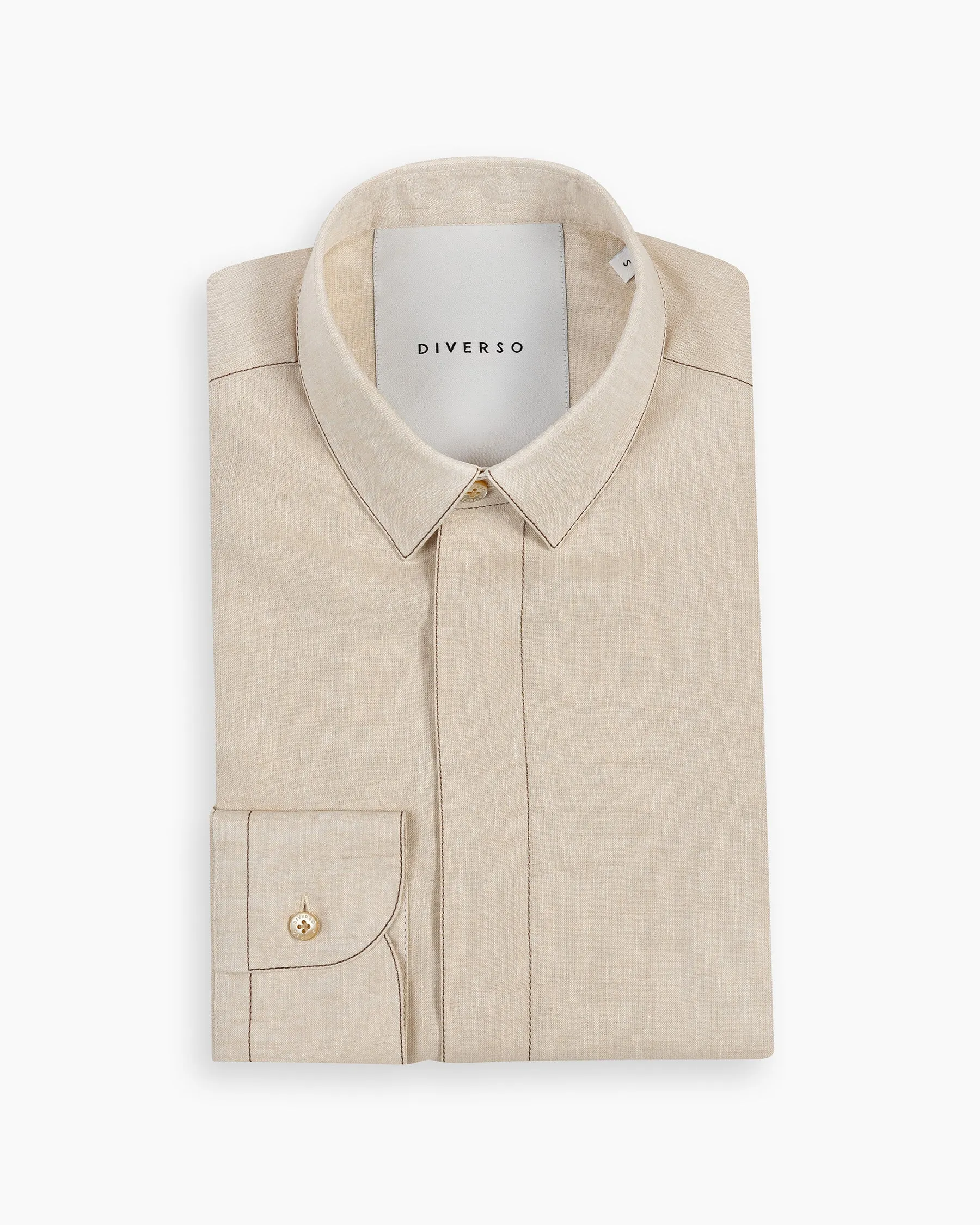 Ecru Silk-Stitch Linen Shirt