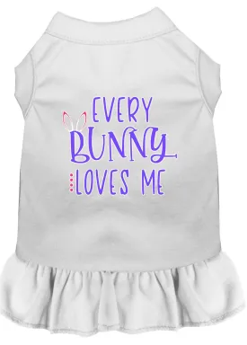Every Bunny Loves Me Screen Print Dog Dress White Xxl (18)