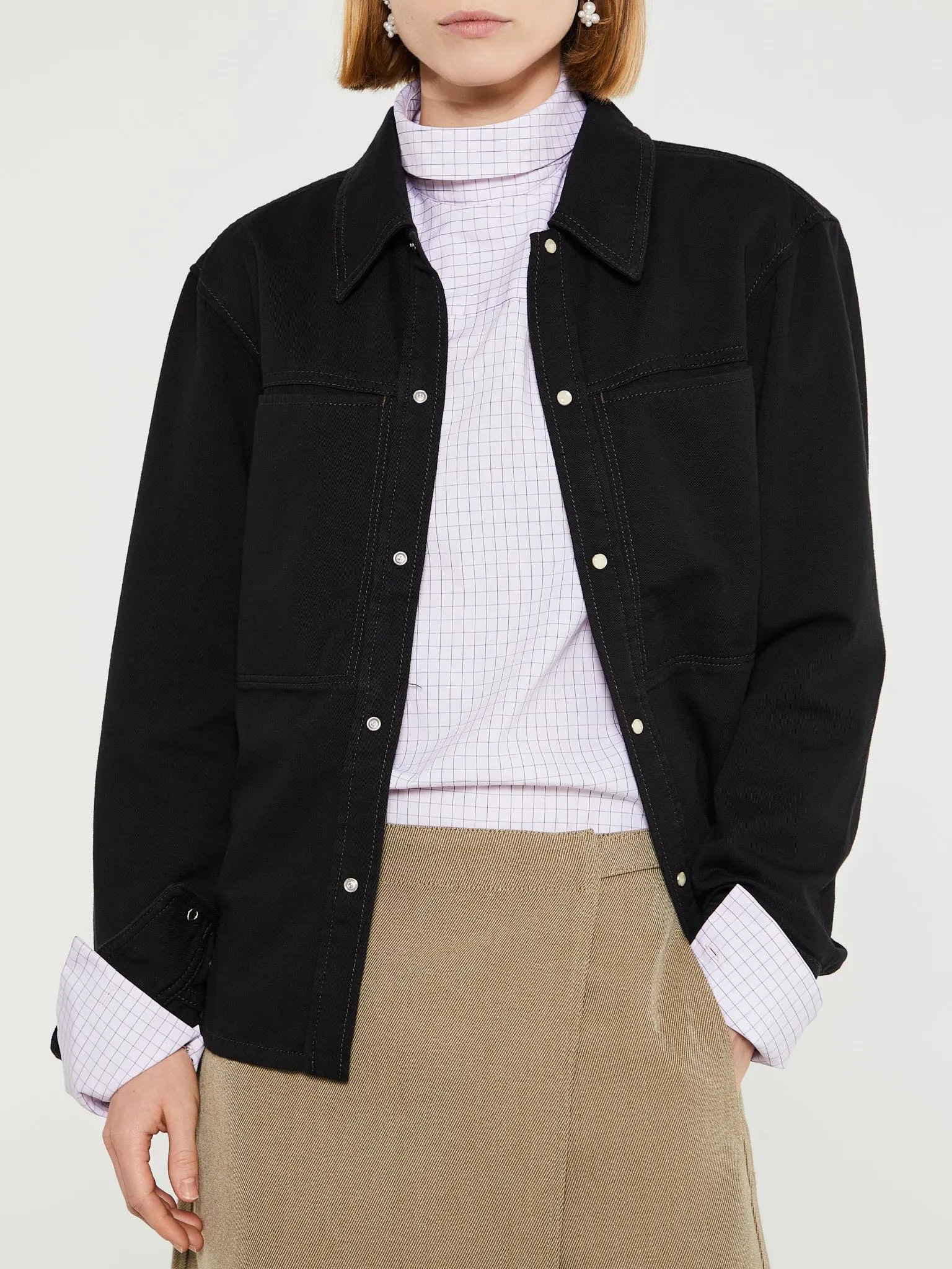 Fitted Denim Shirt in Black