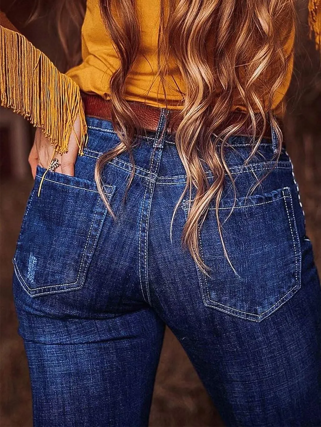 Flamingals Mid Waist Boot Cut Jeans for Women Straight Leg Jeans Cowgirl Trendy Jeans Denim Pants