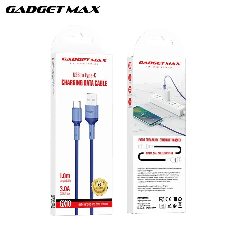 GADGET MAX GX10 TYPE-C 3A CHARGING DATA CABLE FOR TYPE-C (3A)(1M) - BLUE