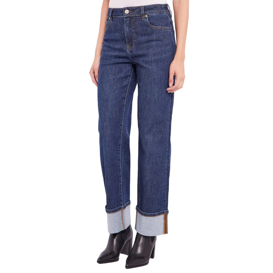 Gaudì pantalone jeans da donna con risvolto 421BD26003 blu