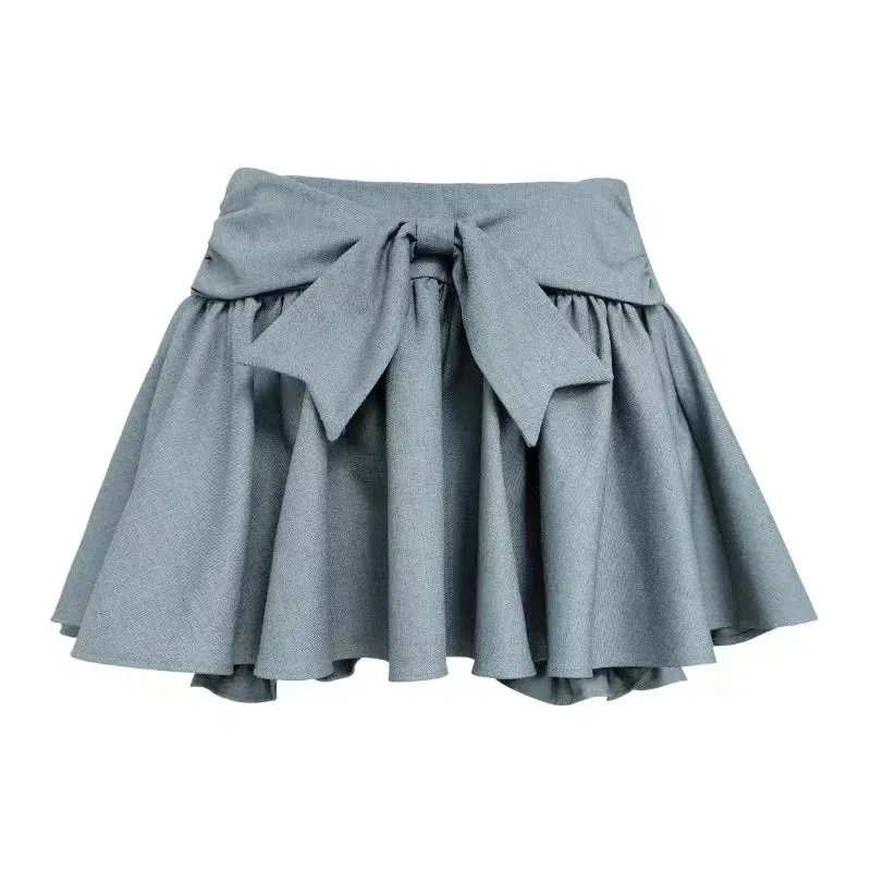 Girlary 2024 New Japanese Style Kawaii Suit Girls Cute Stripe Slim Bouse   Bow Y2k Mini Skirt Korean Fashion Sweet Skirt Set Woman Chic