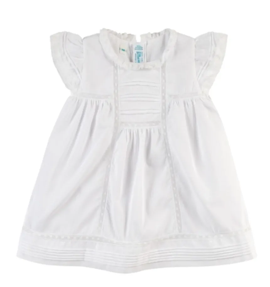 Girls Lace Trimmed White Dress