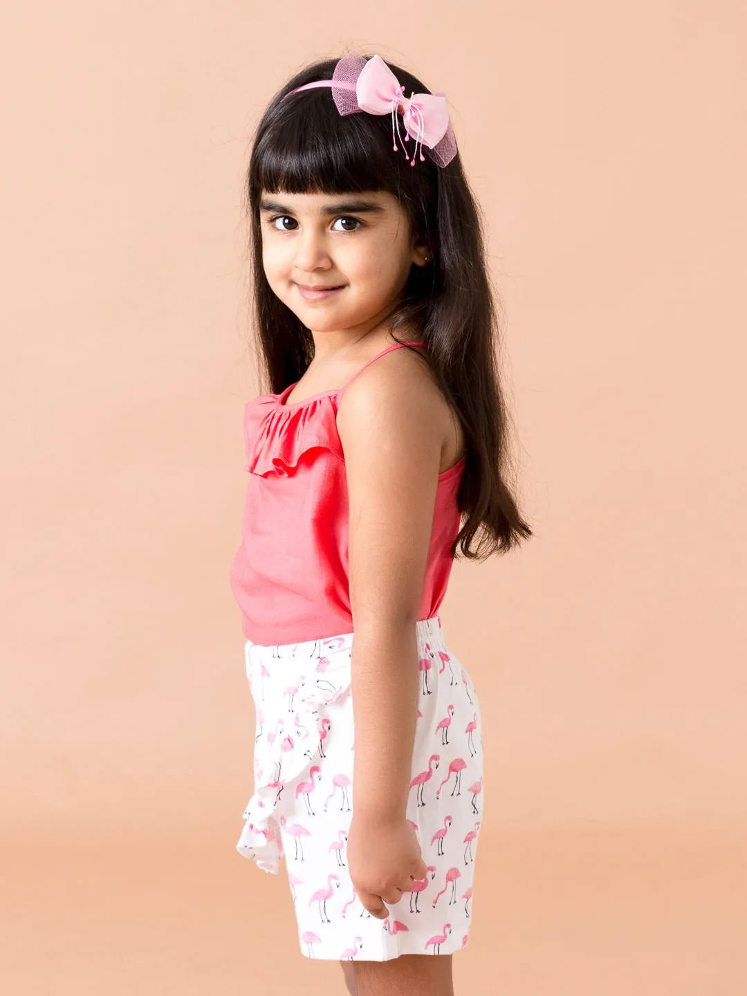 Girls Sh-Flamingo Shorts Set - Ps Peaches