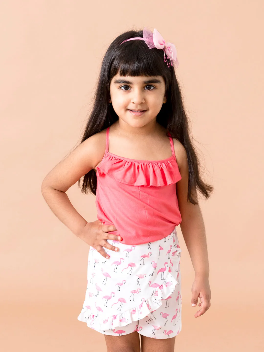 Girls Sh-Flamingo Shorts Set - Ps Peaches