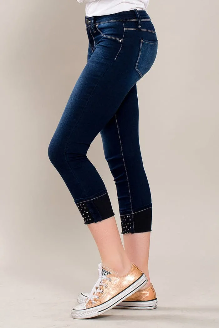 Girls Skinny Jeans with Studded Mega Cuff