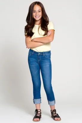 Girls Skinny Jeans with Studded Mega Cuff
