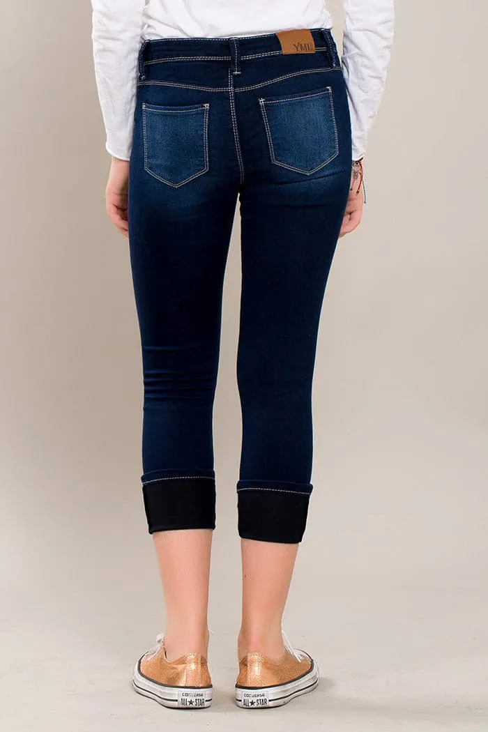 Girls Skinny Jeans with Studded Mega Cuff