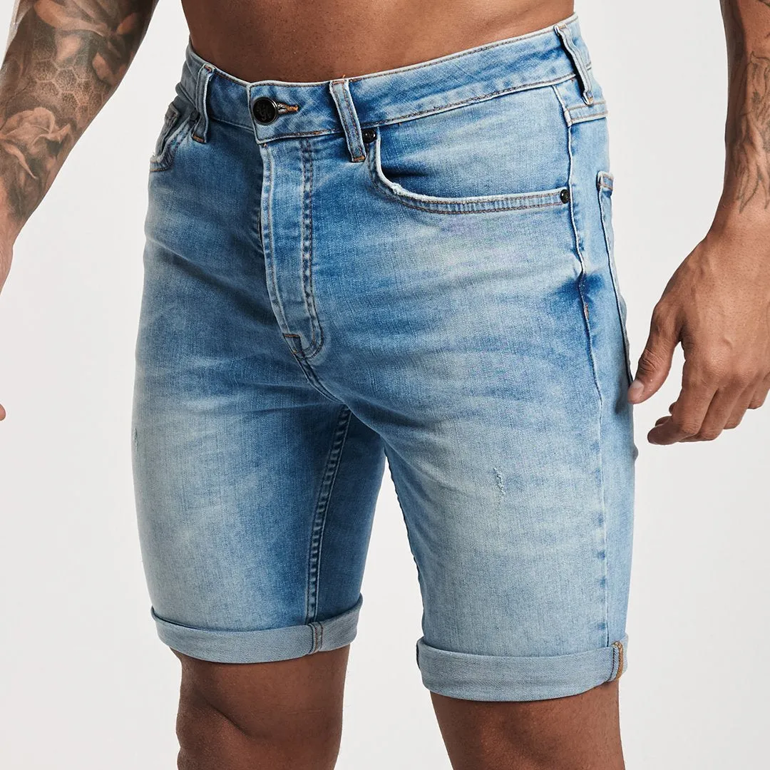 Gym King Denim Howard Shorts - Mid Wash